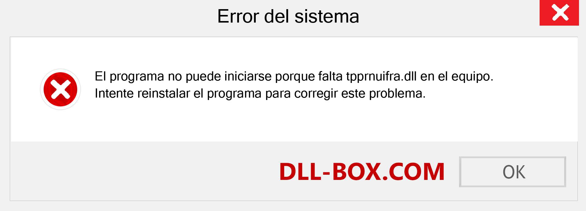 ¿Falta el archivo tpprnuifra.dll ?. Descargar para Windows 7, 8, 10 - Corregir tpprnuifra dll Missing Error en Windows, fotos, imágenes